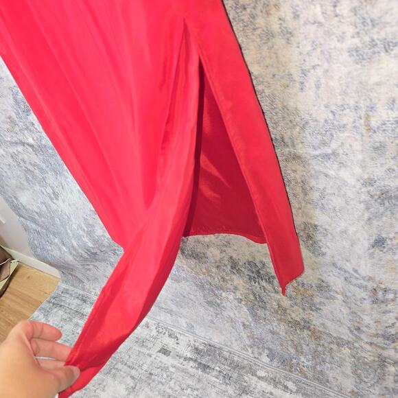Diane Gilman Dress Womens Medium Red 100% Silk Sleeveless Maxi Side Slit Tank - Picture 8 of 10